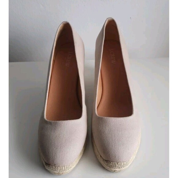 J. Crew Women's Tan Beige Wedge Pump Heels Espadrilles Size 9.5 - Picture 1 of 7